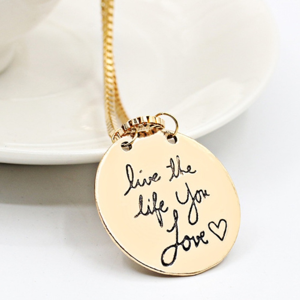 Gold Pendant Statement Double Sided Gold Necklace